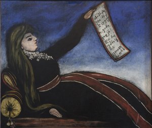 Femme georgienne sur un kanepe - Pirosmani (Pirosmanashvili), Niko (1862-1918) için bir kanepede Gürcü kadın. Muşamba üzerine yağlı boya, ebat : 99x106