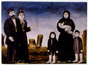 Bir milyoner fakir bir köylüyü geçiyor by Niko Pirosmani
