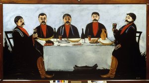 Beş prensin ziyafeti. by Niko Pirosmani