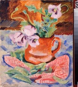 Nature morte, gelincikler (Natürmort, Gelincikler) - Nikolai Andreyevich Tyrsa'nın (Tirsa) çalışması (1887-1942), karton üzerine guaj ve tempera by Nikolai Adrianovich Tyrsa