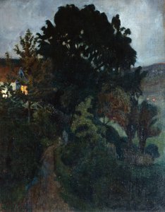 Bahçede sonbahar alacakaranlığı by Nikolai Astrup