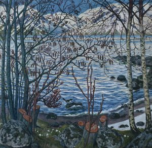 Kaya üzerinde kuş (resim) by Nikolai Astrup