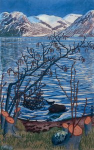 taş üzerinde kuş by Nikolai Astrup