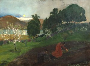 Bahçede bahar gecesi (Bahçede gece çalışması) by Nikolai Astrup