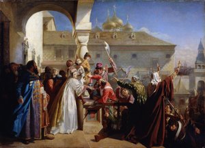 1682 Moskova Ayaklanması veya 1682 sokak ayaklanması: Tsarina Natalia Narychkina (Nathalie Narychkine) (1651-1694) Ivan V