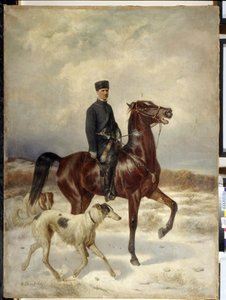 Avcı (Avcı). At sırtında ve Barzoi köpekleri (Rus tazı) eşliğinde. Nikolai Yegorovich Sverchkov