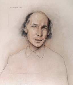 Rus yazar Andrei Biely'nin (veya Belyj veya Beli'nin) portresi by Nikolai Nikolayevich Vysheslavtsev