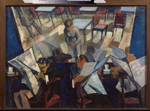 Cafe (Cafe) - Nikolai Pavlovich Ulyanov (Ulianov) (1875-1949) tarafından tablo, tuval üzerine yağlı boya