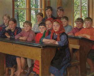 okul odası by Nikolai Petrovich Bogdanov Belsky