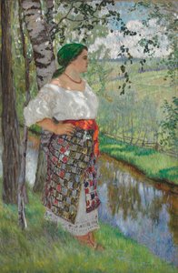 Köylü Kadın Bir Çayın Yanında by Nikolai Petrovich Bogdanov Belsky