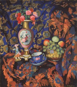 Porselen ve çiçeklerle natürmort, 1913 by Nikolai Semyonovich Zaytsev
