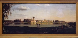 Ostankino mülkünün görünümü (Moskova, Rusya). Nikolai İvanoviç Podklyuchnikov