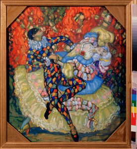 Arlequinade (Harlequinade) - Nikolai Nikolayevich Chernov Krauze (Chernov-Krauze) (1875-1941) tarafından yapılan çalışma, karton üzerine tempera by Nikolay Nikolayevich Chernov Krauze