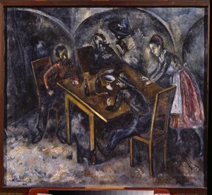 Bir meyhanede (Bir meyhanede) - Resim Nikolai Vladimirovich Sinezubov (Nicolas Sinezouboff) (1891-1956), tuval üzerine yağlı boya by Nikolay Vladimirovic Sinezubov