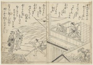 Bir nehir boyunca çayevi by Nishikawa Sukenobu (attributed to)