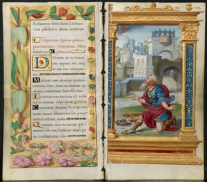 Bir Saatler Kitabından Bitişik Yapraklar: Penitential Mezmurlar ve Duada Kral Davut..., c. 1530-35.