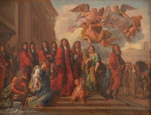 Paris belediye meclisi üyeleri, Seneffe#39;nin 1674#39;teki zaferinden sonra teşekkür etmek için Hotel de Ville#39;den Notre Dame#39;a gitmek üzere ayrılırlar, c.1681 (tuval üzerine yağlıboya)