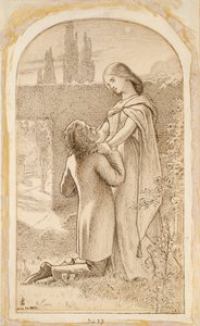 Yıldızların aydınlattığı bir bahçede iki aşık, 1862 by Noel Paton