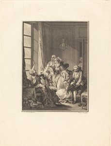 Julie bir koltukta bayılıyor by Noël Le Mire after Jean Michel Moreau