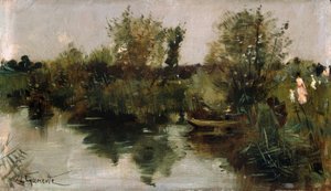 N.Goeneutte, pastoral nehir manzarası