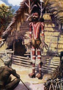 Bir Anıt Effigy, Malekula, Yeni Hebridler (renkli taş) by Norman Hardy