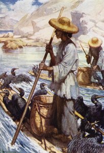 Çin: Karabatakla balık tutma (renkli taş) by Norman Hardy