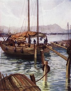 Çin: Hong Kong limanı (renkli taş) by Norman Hardy
