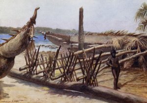 Malekula yakınlarında Eski Savaş Kanoları, Yeni Hebridler (renkli taş) by Norman Hardy