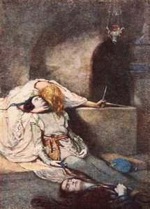 Romeo ve Juliet, Act V Sahne 3, Charles ve Mary Lamb tarafından 'Shakespeare'den Masallar'dan illüstrasyon