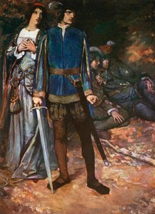 Valentine, "Aşkıma Nefes Almaya Cesaret Ediyorum". Veronalı İki Centilmen - Perde V, Sahne 4 (renkli taş baskı) by Norman Mills (after) Price