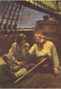 Namlu omzunu ona yaslarken sallandı, MacDonald 1947 tarafından yayınlanan Treasure Island