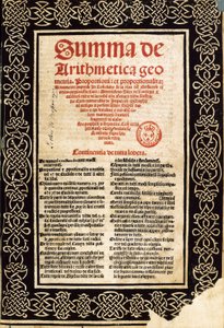 Luca Pacioli tarafından "Summa Arithmetica" by Northern Italian School