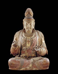 Bodhisattva Guanyin (ahşap, gesso, mineral pigmentler ve altın)