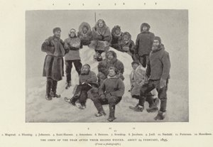 The Crew of the Fram ikinci kıştan sonra, yaklaşık 24 Şubat 1895 (s/b fotoğraf) by Norwegian Photographer