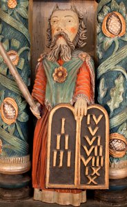 Musa, sunak detayı (boyalı ahşap)