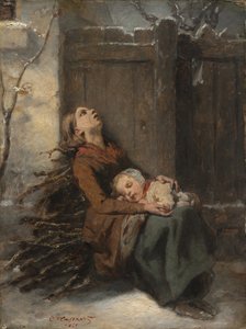 Kışın uyuyan çocuğunu tutan yoksul ölü anne