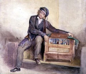 Organ Öğütücü, c.1840 (kağıt üzerine kurşun kalem üzerine sulu boya)