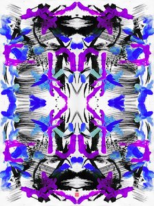 Zen Mürekkep Mavi Mor Çiçek Desenli, 2023 (kağıt üzeri akrilik, dijital) by Odilia W. Y. Fu