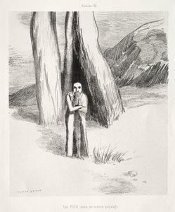 Kasvetli Bir Manzarada Bir Deli by Odilon Redon