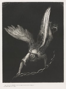 Ve Elinde Dipsiz Kuyunun Anahtarı ve Büyük Bir Zincirle Gökten İnen Bir Meleği Gördüm by Odilon Redon