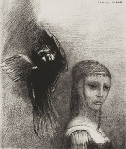 Ve Büyük Bir Kuş Gökyüzünden İnerek Saçının En Üst Noktasına Atılıyor, levha 3/10 by Odilon Redon