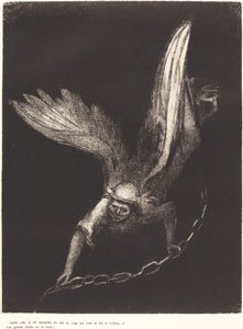 Bundan sonra, bir meleğin elinde dipsiz kuyunun anahtarı ve büyük bir zincirle gökten indiğini gördüm. ) by Odilon Redon