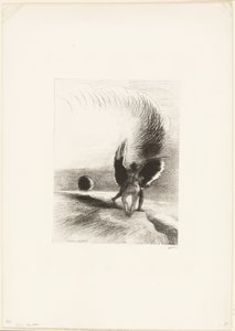 Gölgenin Kanadının Altındaki Kara Yaratık Enerjik Bir Şekilde Isırıyordu, plaka 4/6 by Odilon Redon