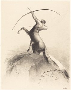 Bulutları hedefleyen centaur by Odilon Redon