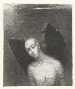 Düşmüş melek siyah kanatlarını açar L'ange perdu onvrit alors des ailes noires La Nuit (dizi adı) Gece (dizi adı) by Odilon Redon