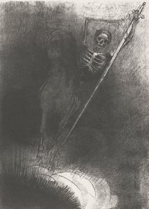 At Üzerinde Ölüm, 1899 (baskı) by Odilon Redon