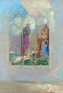 Kırmızı bir çalının önünde adanmışlık - Kırmızı bir çalının yanında adanmışlık - Odilon Redon