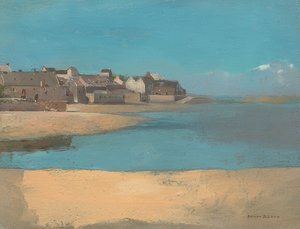 Sahil köyü, Brittany. 1880 civarında by Odilon Redon