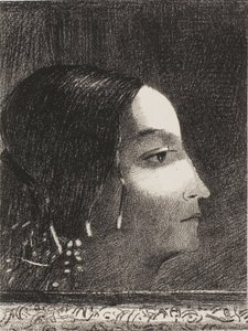 Bir Druid Rahibesininki gibi Yüzüyle Dramatik ve Görkemli by Odilon Redon