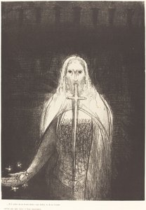 Ve sağ elinde yedi yıldız vardı ve ağzından iki ağızlı keskin bir kılıç çıktı. by Odilon Redon
